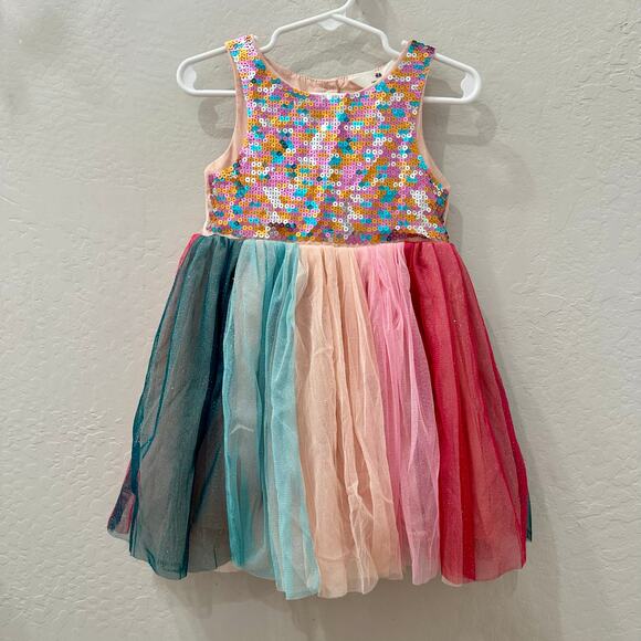 H&M Rainbow Sparkly Sequins Tulle Party Dress - Picture 1 of 10